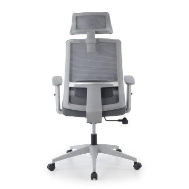 chaise teletravail blanc gris aria maille accoudoirs reglables 1d soutien lombaire appui tete 5