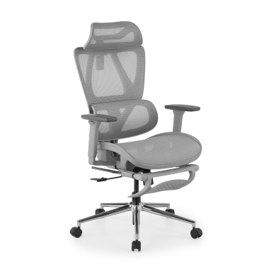 chaise de bureau blanc gris sion maille accoudoirs mobiles appui tete repose pieds extensible 1