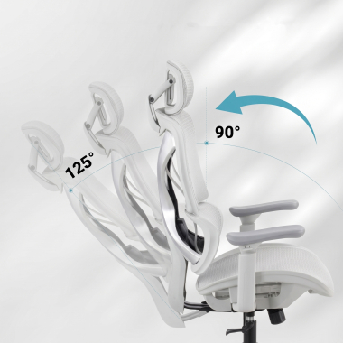 chaise ergonomique blanc gris velstrom maille accoudoirs reglables 3d double soutien lombaire appui tete 9