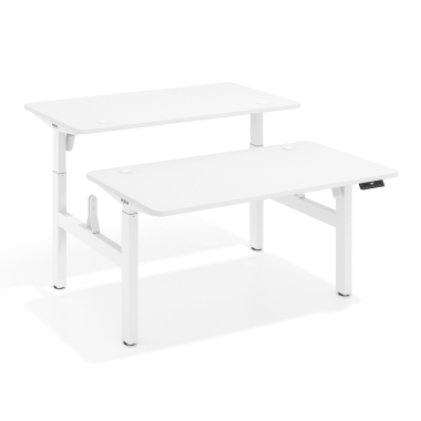 bureau assis debout blanc warm white erghos go 1