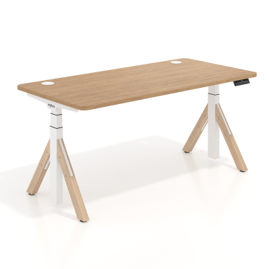 bureau assis debout blanc red oak erghos nature 1
