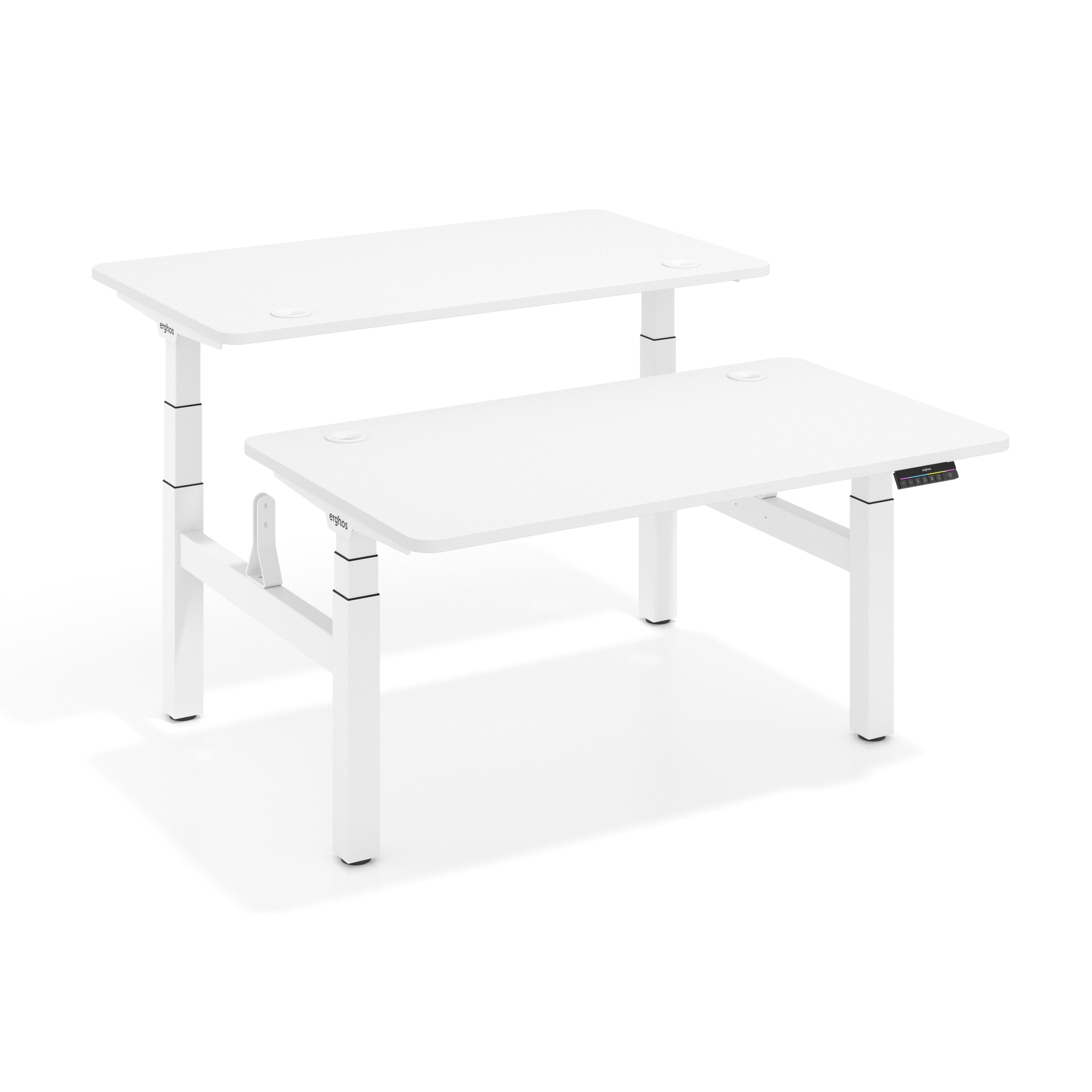 Bureau double assis-debout électrique pour 2 personnes, 4 moteurs, hautes performances