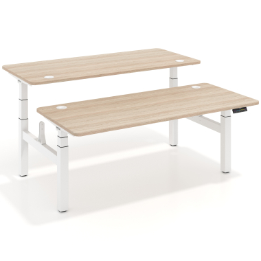 bureau assis debout blanc flax oak erghos pro 1