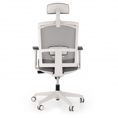 chaise ergonomique blanc gris structure blanche appui tete maille accoudoirs reglables 1d soutien lombaire appui tete 8