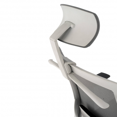 chaise ergonomique blanc gris structure blanche appui tete maille accoudoirs reglables 1d soutien lombaire appui tete 7