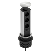Tour multiprise escamotable Powerhub In&Out Ø80, 3 prises et 2 ports USB