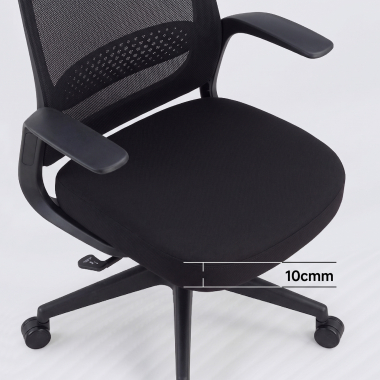 chaise pivotante noir dossier en resille maille accoudoirs fixes 12