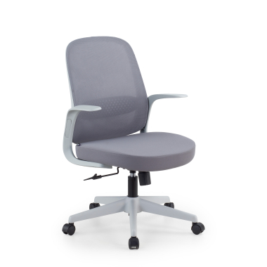 chaise pivotante gris dossier en resille maille accoudoirs fixes 1