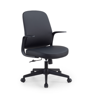 chaise pivotante noir dossier en similicuir simil cuir accoudoirs fixes 1