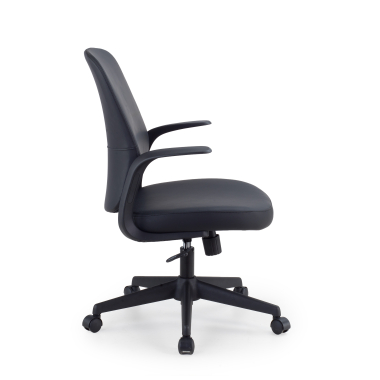 chaise pivotante noir dossier en similicuir simil cuir accoudoirs fixes 3