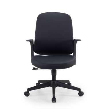 chaise pivotante noir dossier en similicuir simil cuir accoudoirs fixes 4