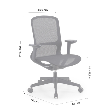 chaise de bureau design gris muse maille accoudoirs reglables 3d 11