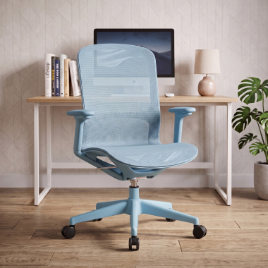 chaise de bureau design bleu muse maille accoudoirs reglables 3d 2
