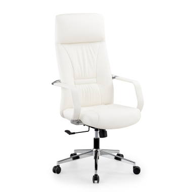 fauteuil de direction blanc armani cuir authentique accoudoirs fixes 1