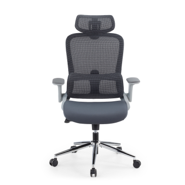 chaise ergonomique gris dexter maille accoudoirs rabattables soutien lombaire appui tete 3