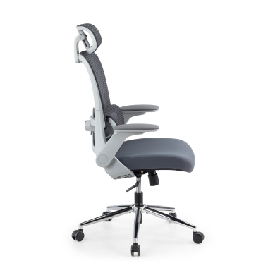 chaise ergonomique gris dexter maille accoudoirs rabattables soutien lombaire appui tete 4