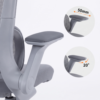 chaise ergonomique gris dexter maille accoudoirs rabattables soutien lombaire appui tete 10