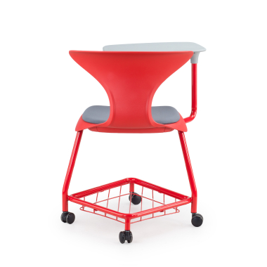 chaise avec tablette rouge avec une palette d ecriture roulettes plastique sans accoudoirs 8