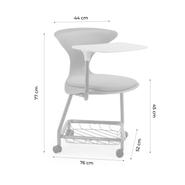 chaise avec tablette gris avec une palette d ecriture roulettes plastique sans accoudoirs 11