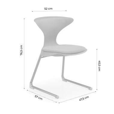 chaise avec tablette gris structure pietement luge plastique sans accoudoirs 11