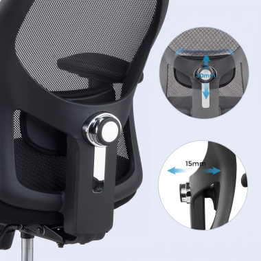 chaise teletravail noir sans appui tete maille accoudoirs reglables 2d soutien lombaire 5