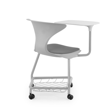 chaise avec tablette gris avec une palette d ecriture roulettes plastique sans accoudoirs 7