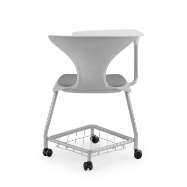 chaise avec tablette gris avec une palette d ecriture roulettes plastique sans accoudoirs 8