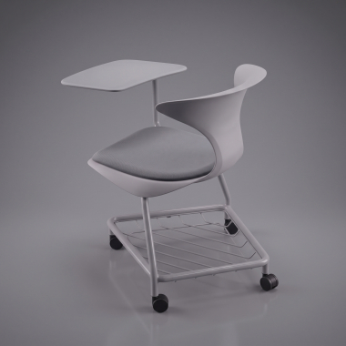 chaise avec tablette gris avec une palette d ecriture roulettes plastique sans accoudoirs 10