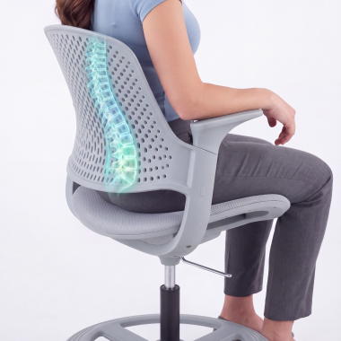 tabouret ergonomique gris dorian maille accoudoirs fixes 7