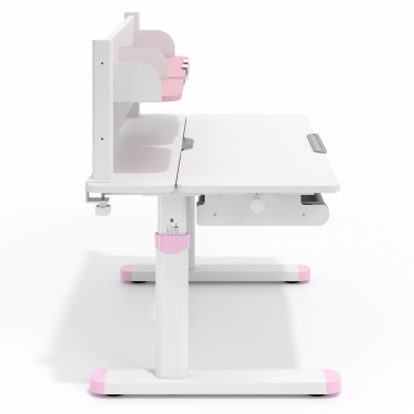 bureau pour jeunes avec passe cables blanc rose ergokid 3