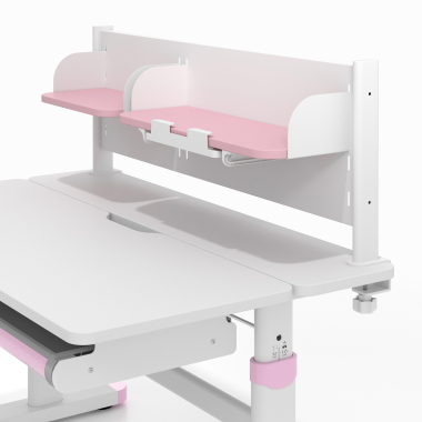 bureau pour jeunes avec passe cables blanc rose ergokid 11