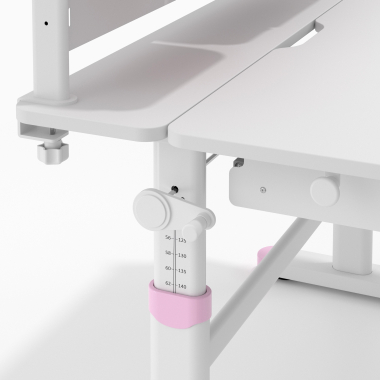 bureau pour jeunes avec passe cables blanc rose ergokid 13