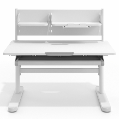 bureau pour jeunes avec passe cables blanc gris ergokid 4