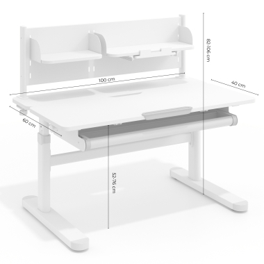 bureau pour jeunes avec passe cables blanc gris ergokid 15