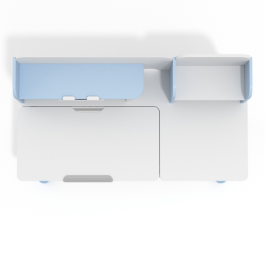 bureau pour jeunes avec passe cables blanc bleu ergokid 9