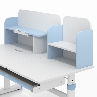 bureau pour jeunes avec passe cables blanc bleu ergokid 11