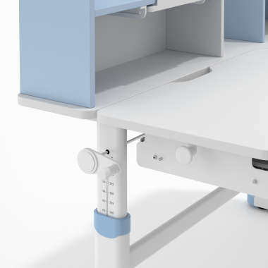 bureau pour jeunes avec passe cables blanc bleu ergokid 13
