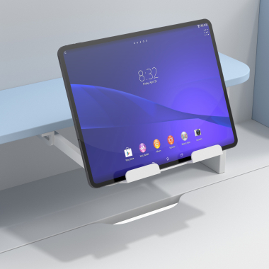bureau pour jeunes avec passe cables blanc bleu ergokid 17