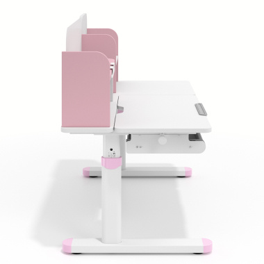bureau pour jeunes avec passe cables blanc rose ergokid 8