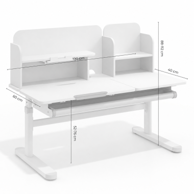 bureau pour jeunes avec passe cables blanc rose ergokid 18