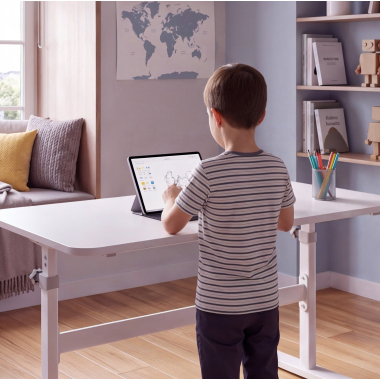 bureau pour jeunes avec passe cables blanc prime 8