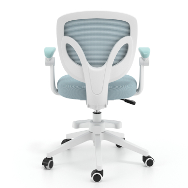 chaise de bureau enfant bleu kiddo tissu accoudoirs rabattables repose pieds extensible 6