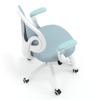 chaise de bureau enfant bleu kiddo tissu accoudoirs rabattables repose pieds extensible 7
