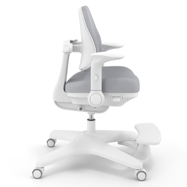 chaise de bureau enfant gris ergoduo tissu accoudoirs reglables 2d repose pieds extensible 4