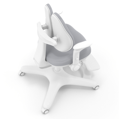 chaise de bureau enfant gris ergoduo tissu accoudoirs reglables 2d repose pieds extensible 7