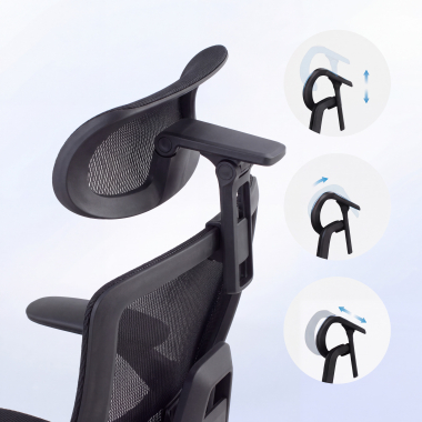 chaise ergonomique noir halo z3 maille accoudoirs reglables 4d soutien lombaire appui tete repose pieds extensible 9