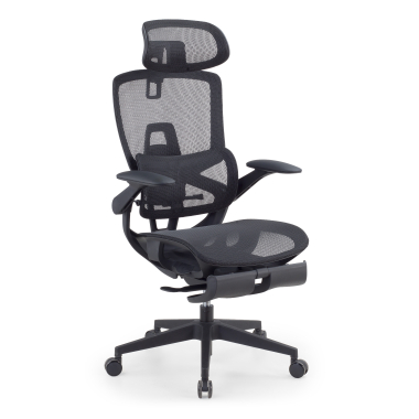 chaise ergonomique noir halo z3 maille accoudoirs reglables 4d soutien lombaire appui tete repose pieds extensible 1