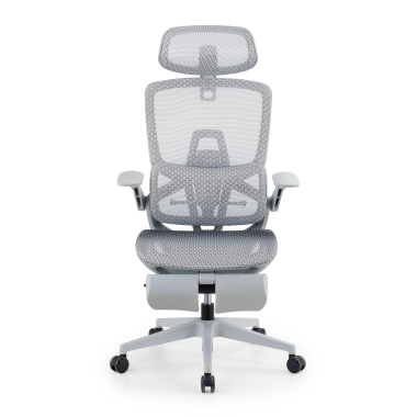 chaise ergonomique blanc gris halo z3 maille accoudoirs reglables 4d soutien lombaire appui tete repose pieds extensible 3