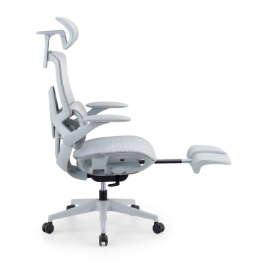 chaise ergonomique blanc gris halo z3 maille accoudoirs reglables 4d soutien lombaire appui tete repose pieds extensible 12
