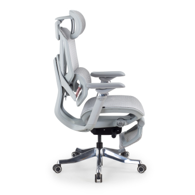 chaise ergonomique blanc gris glide ultra maille accoudoirs reglables 5d soutien lombaire appui tete repose pieds extensible 4